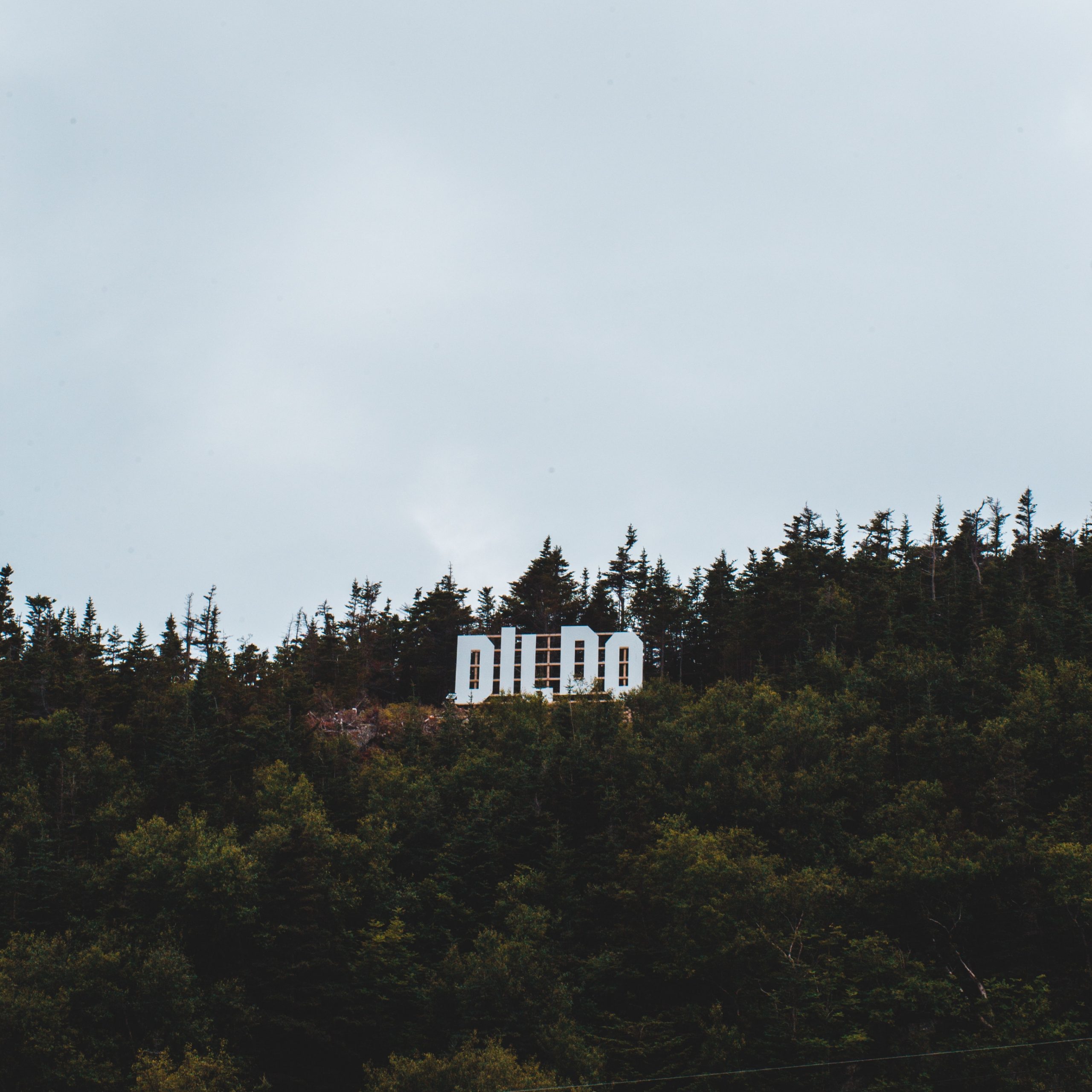 Dildo white letter sign in the mountains