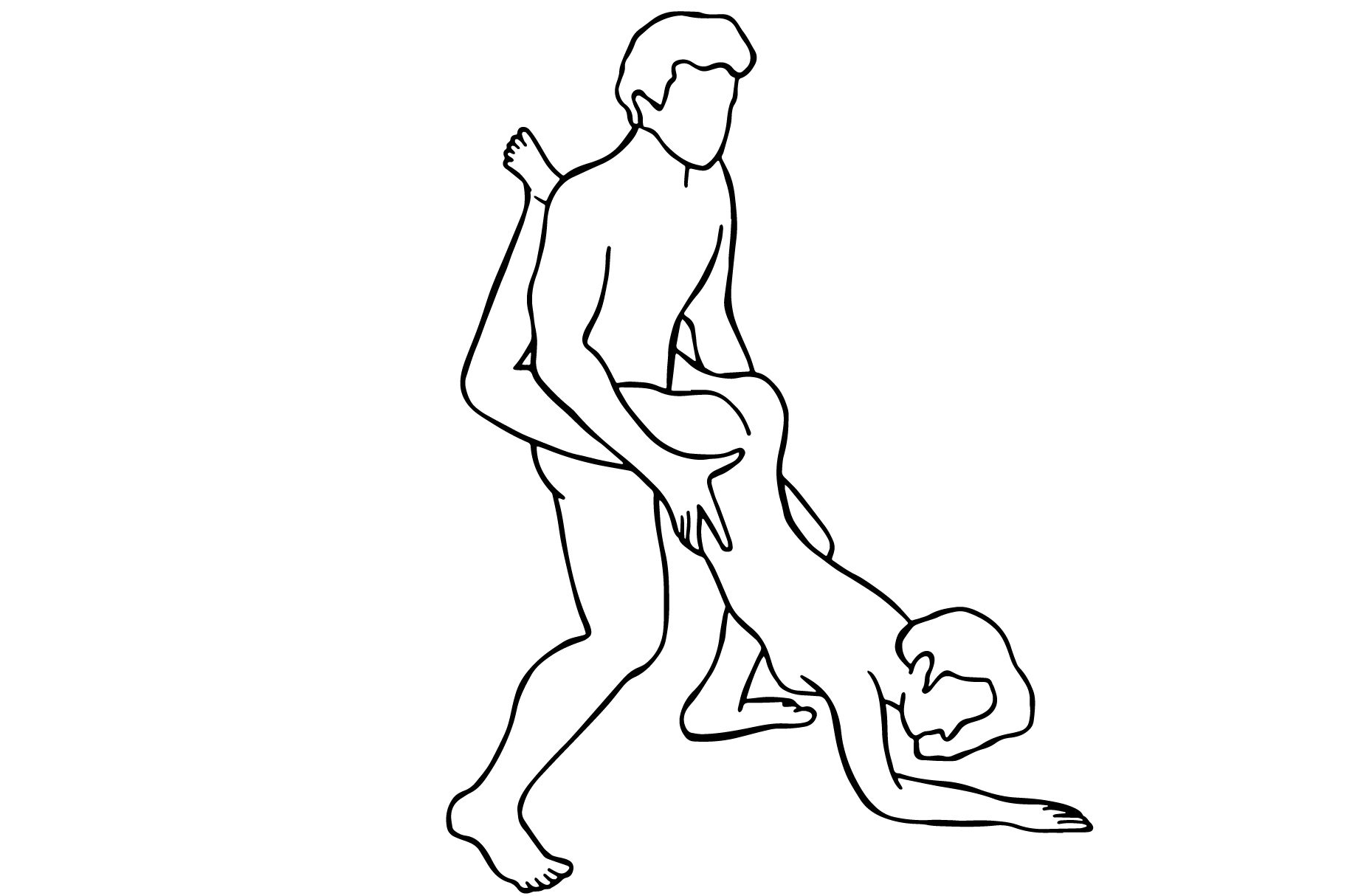 Illustration of standing wheelbarrow doggy style sex position