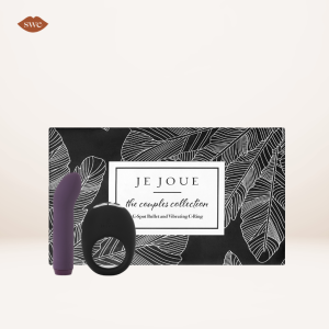 Je Joue Couples Gift Set on pale background with SWE lips in upper left corner