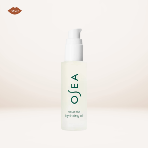 Osea Hydrating Oil on pale background with SWE lips logo in upper right corner