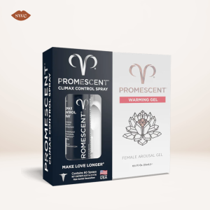 Promescent Pleasure Pack on pale background with SWE lips logo in upper right corner