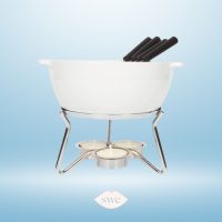Cheese Fondue Set from Amazon prime on gradient light blue background with SWE lips logo in bottom center