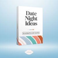 Date Night Ideas Scratch Off from Amazon prime on gradient light blue background with SWE lips logo in bottom center