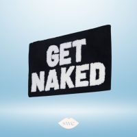Get Naked Bathmat from Amazon prime on gradient light blue background with SWE lips logo in bottom center
