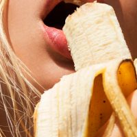 eating a banana closeup