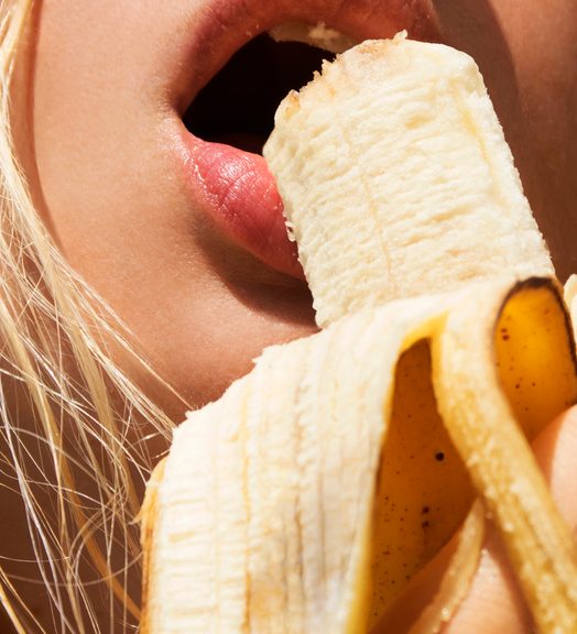 eating a banana closeup