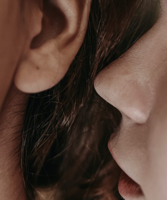 Close-up skin texture of women's nose and ear. Female nose and ear. Close up photo of skin texture.